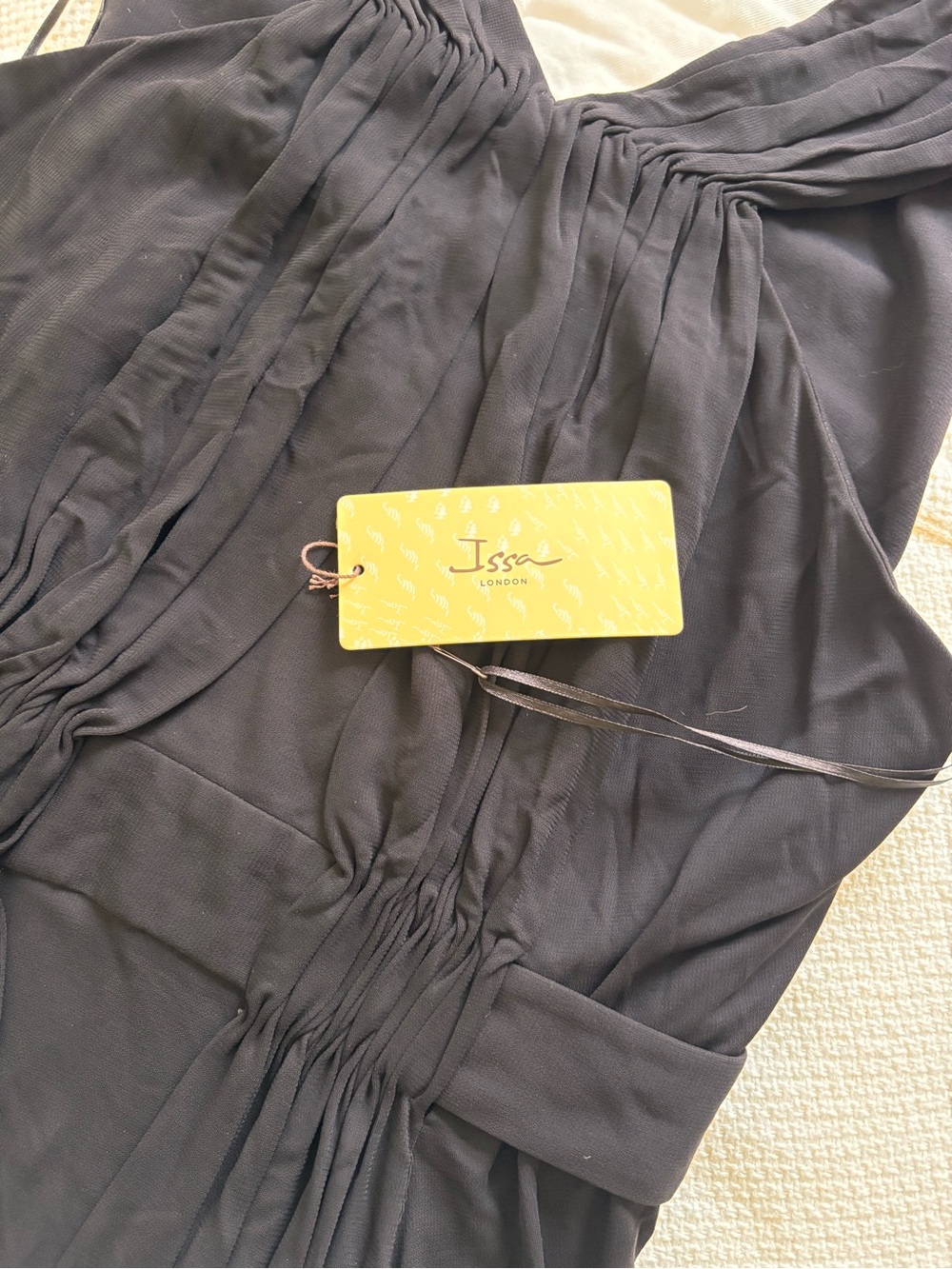 NWT Issa London DJD 1316L Black Silk Jersey Draped Maxi Gown Dress Size US10